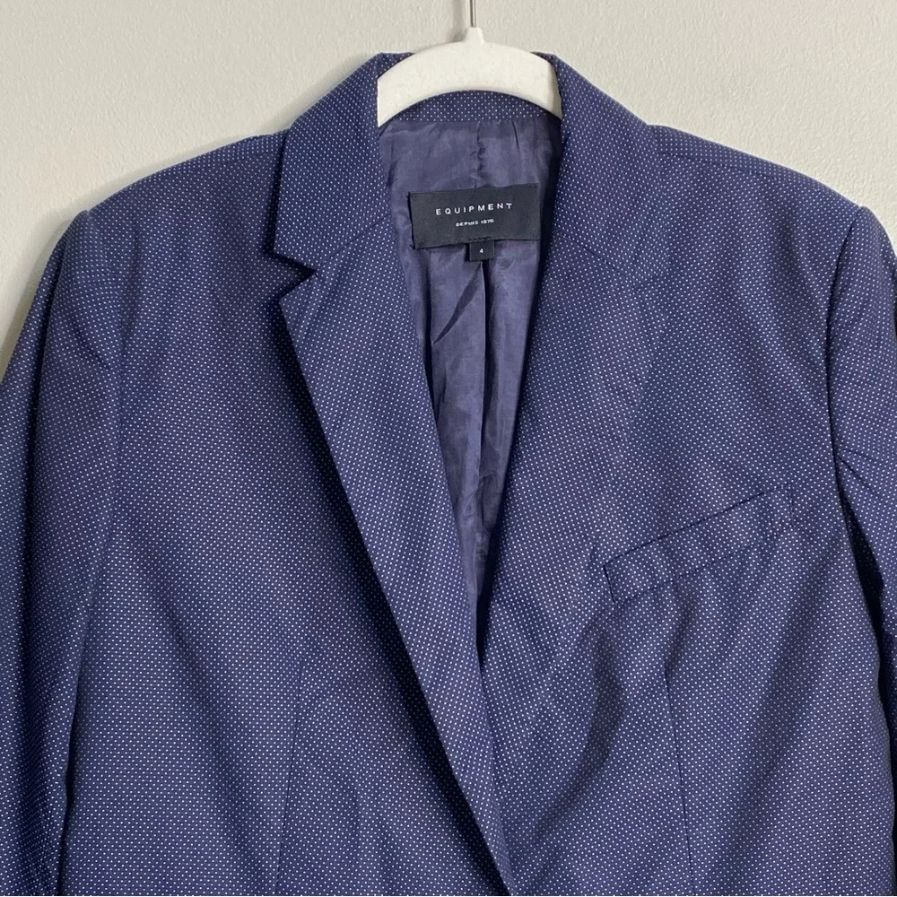 Equipment Navy Blue Jay School Boy Polkadot Print Blazer Size 4